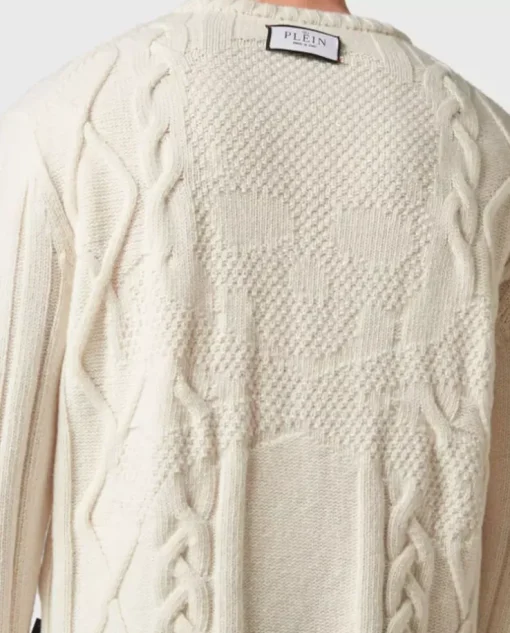 Wełniany beżowy sweter Skull & Bones