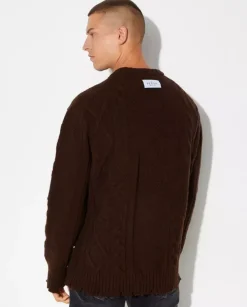 Wełniany brązowy sweter Skull & Bones