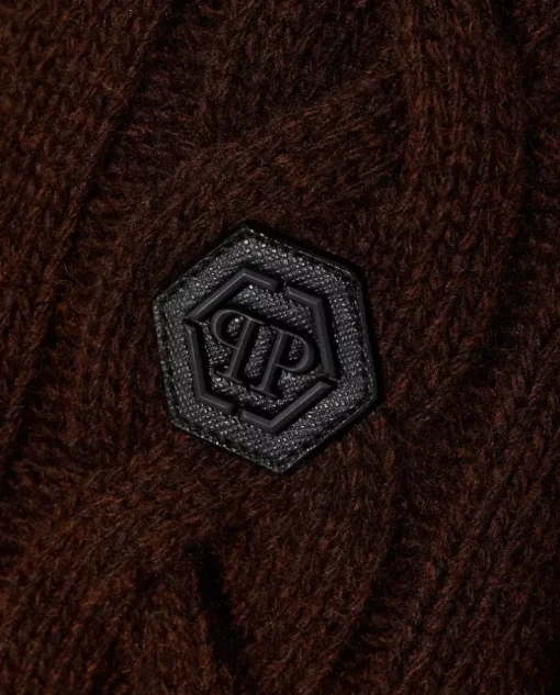 Wełniany brązowy sweter Skull & Bones