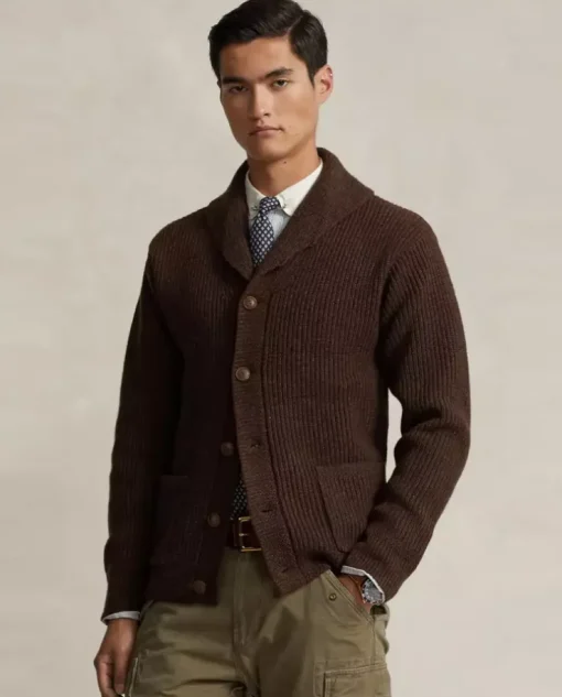 Wełniany kardigan Regular Fit