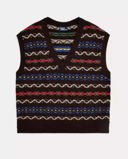 Wełniany sweter bez rękawów Fair Isle