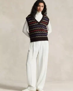 Wełniany sweter bez rękawów Fair Isle