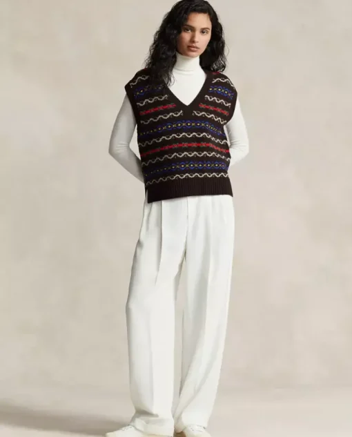Wełniany sweter bez rękawów Fair Isle