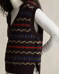 Wełniany sweter bez rękawów Fair Isle
