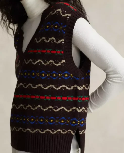 Wełniany sweter bez rękawów Fair Isle