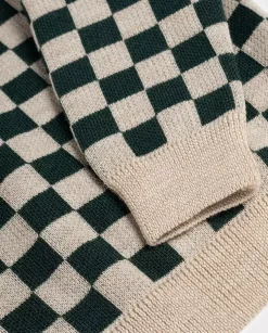 Wełniany sweter w szachownicę