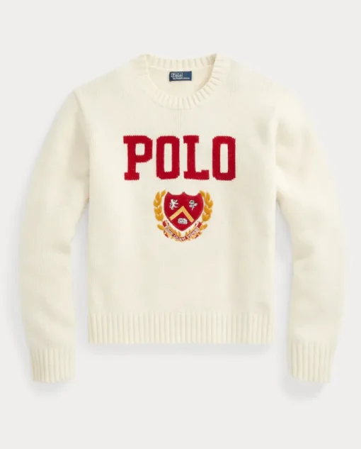 Wełniany sweter z herbem i logo