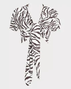 Wiązany crop top w zebrę Favore