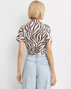 Wiązany crop top w zebrę Favore
