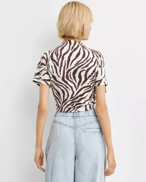 Wiązany crop top w zebrę Favore