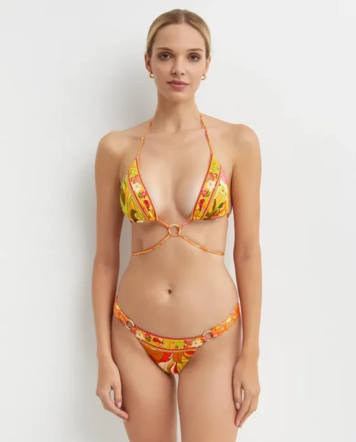 Wiązany top od bikini w kwiatowy wzór