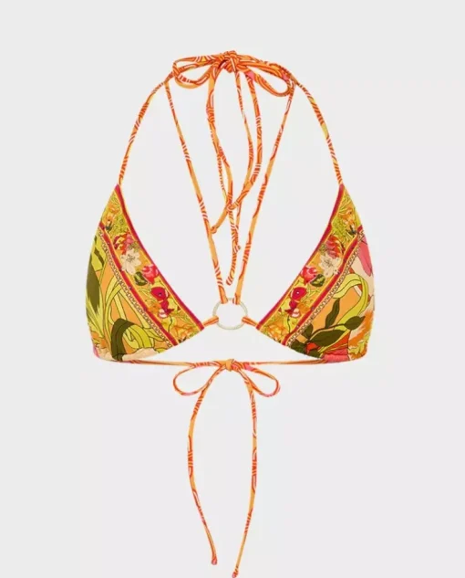Wiązany top od bikini w kwiatowy wzór