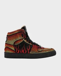Wysokie sneakersy ze zdobieniem z motywem płomieni