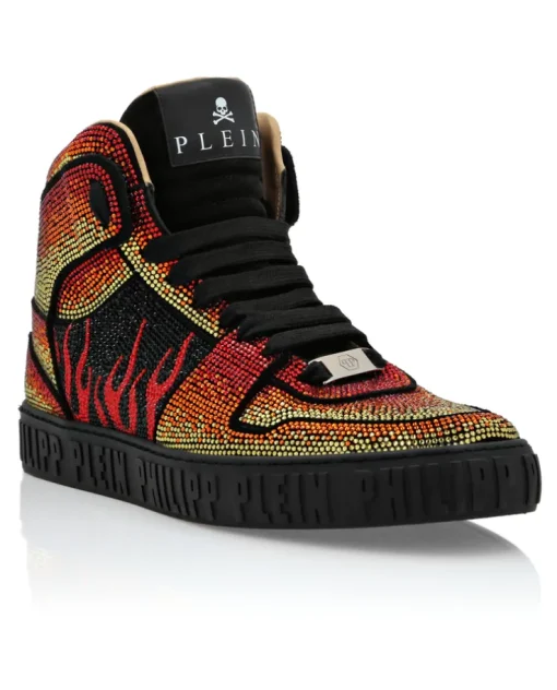 Wysokie sneakersy ze zdobieniem z motywem płomieni
