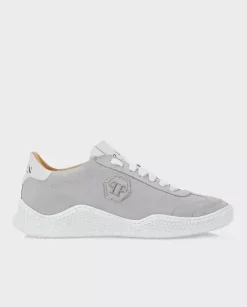 Zamszowe biało-szare sneakersy Runner