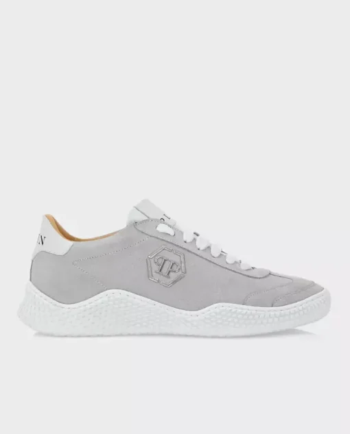 Zamszowe biało-szare sneakersy Runner
