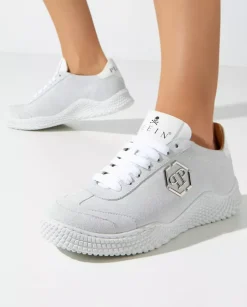 Zamszowe biało-szare sneakersy Runner