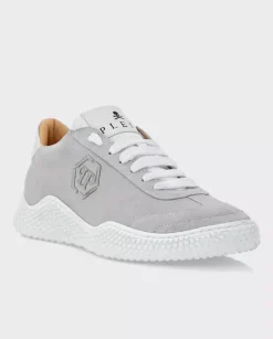 Zamszowe biało-szare sneakersy Runner