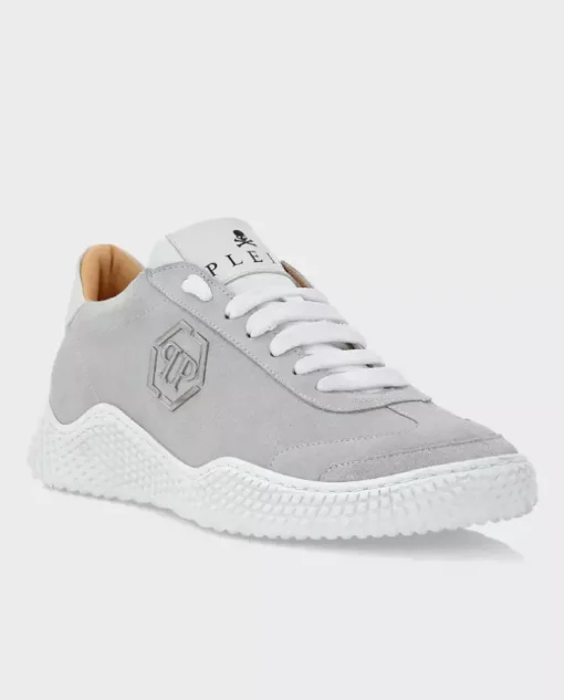 Zamszowe biało-szare sneakersy Runner