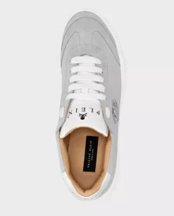 Zamszowe biało-szare sneakersy Runner