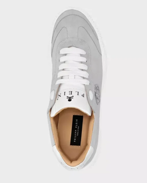 Zamszowe biało-szare sneakersy Runner