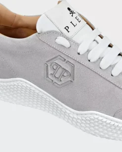Zamszowe biało-szare sneakersy Runner