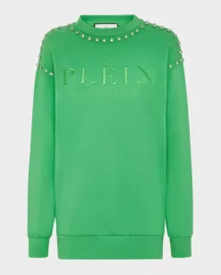 Zielona bluza z kryształami Stones