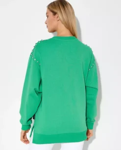 Zielona bluza z kryształami Stones