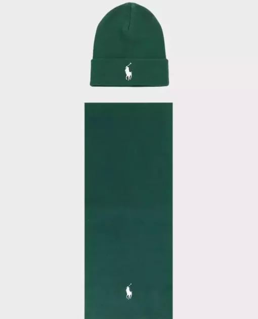Zielona czapka i szalik z logo