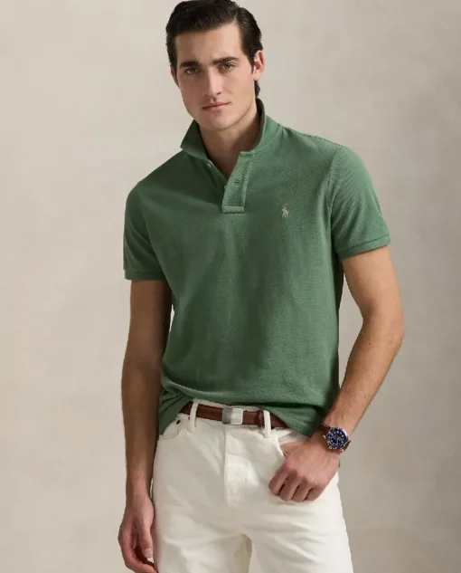 Zielona koszulka polo Custom Slim Fit