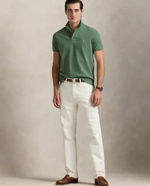 Zielona koszulka polo Custom Slim Fit