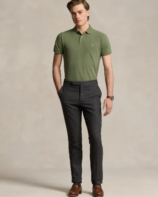 Zielona koszulka polo Custom Slim Fit