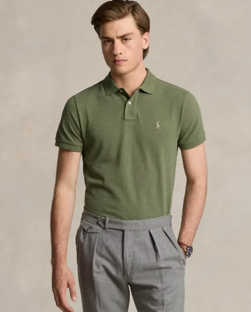 Zielona koszulka polo z logo Classic Fit