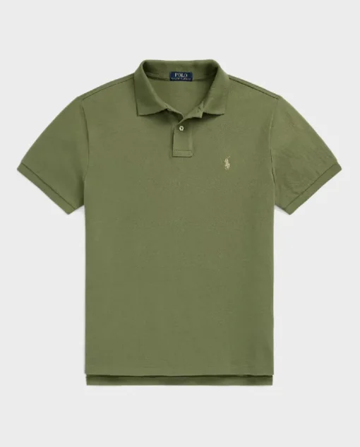 Zielona koszulka polo z logo Slim Fit