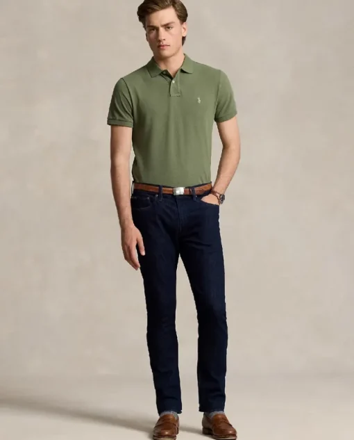 Zielona koszulka polo z logo Slim Fit