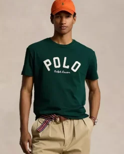 Zielona koszulka z logo Classic Fit