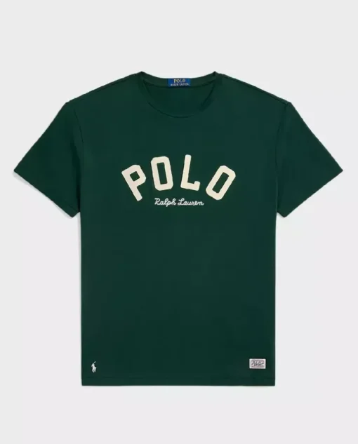 Zielona koszulka z logo Classic Fit