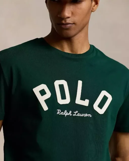 Zielona koszulka z logo Classic Fit