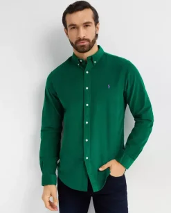 Zielona sztruksowa koszula Slim Fit