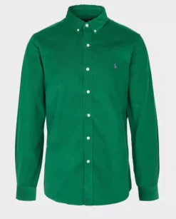 Zielona sztruksowa koszula Slim Fit