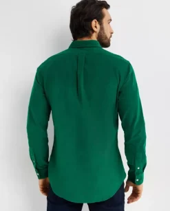 Zielona sztruksowa koszula Slim Fit