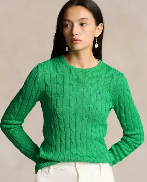 Zielony sweter Slim Fit z logo