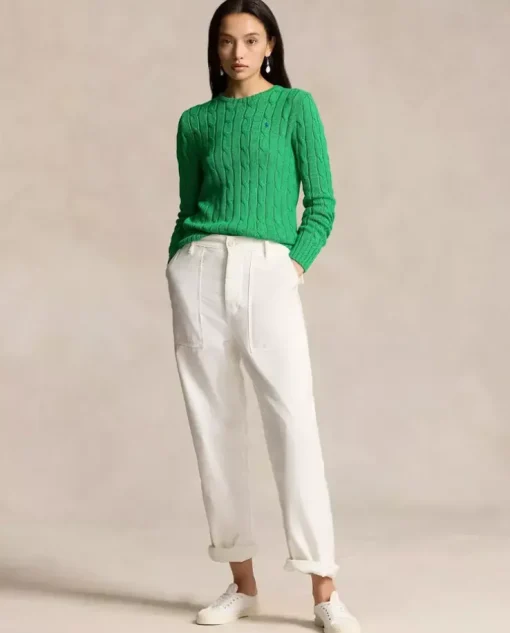 Zielony sweter Slim Fit z logo