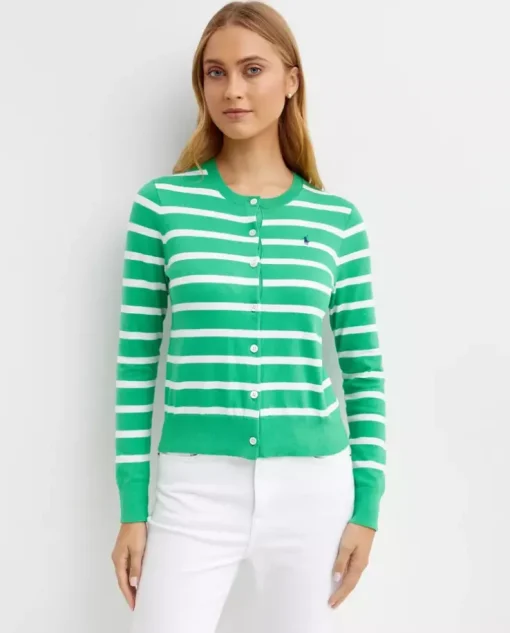 Zielony sweter w paski