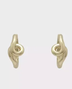 Złote kolczyki Wave Hoops