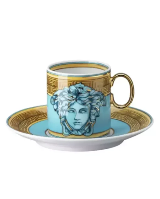 Złoto-błękitna filiżanka do espresso Blue Coin