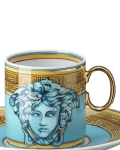 Złoto-błękitna filiżanka do espresso Blue Coin
