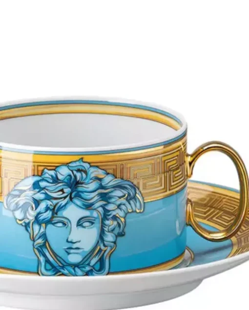 Złoto-błękitna filiżanka do herbaty Blue Coin