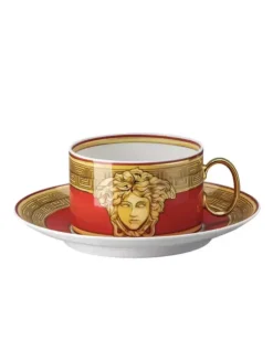 Złoto-czerwona filiżanka do herbaty Medusa Golden Coin