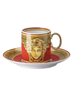 Złoto-czerwona filiżanka do espresso Golden Coin